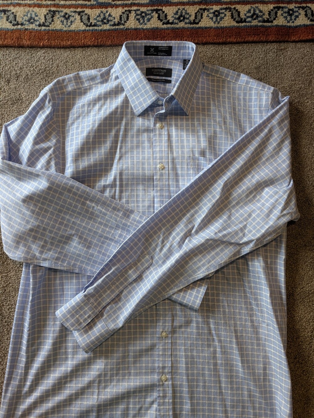 Nordstrom Men's Traditional Fit Checked Dress Shirt - Size 16